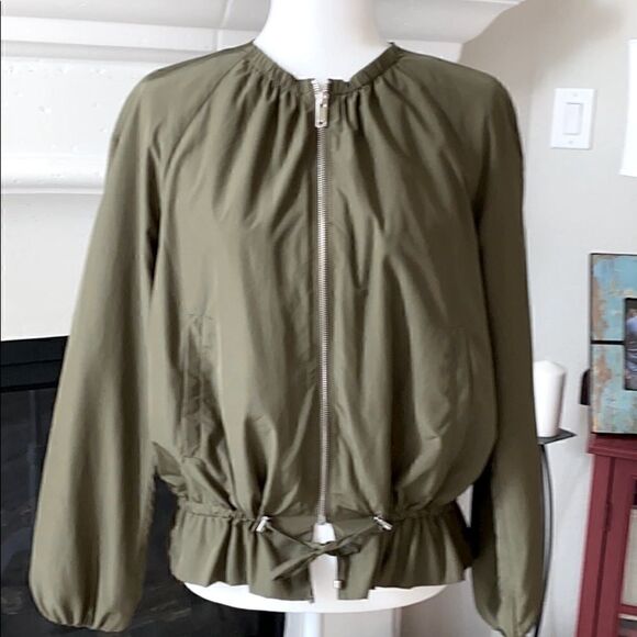 NWOT Zara Olive Green Earthy Drawstring Jacket XS Relaxed Lightweight Retro - Picture 7 of 7
